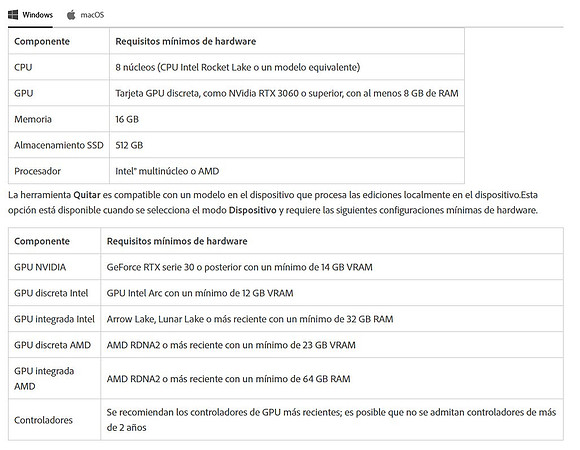 Requisitos hardware mínimos