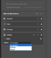Menu Quitar reflejos